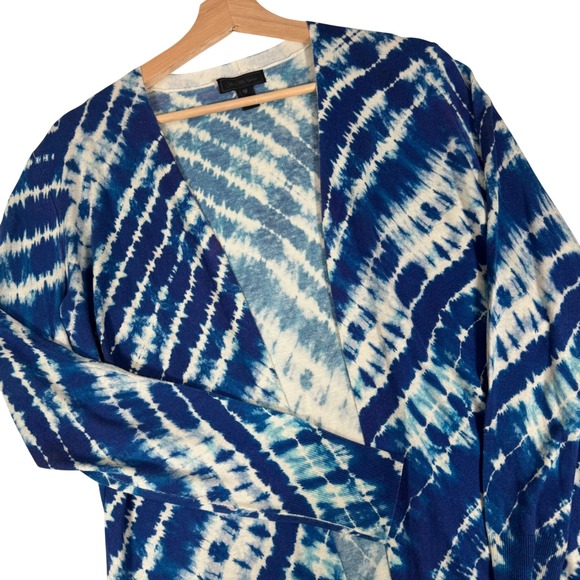 Saks Fifth Avenue Sweaters - Saks Fifth Avenue Cardigan Womens XS Blue Tie Dye Silk Cashmere Longline Luxury